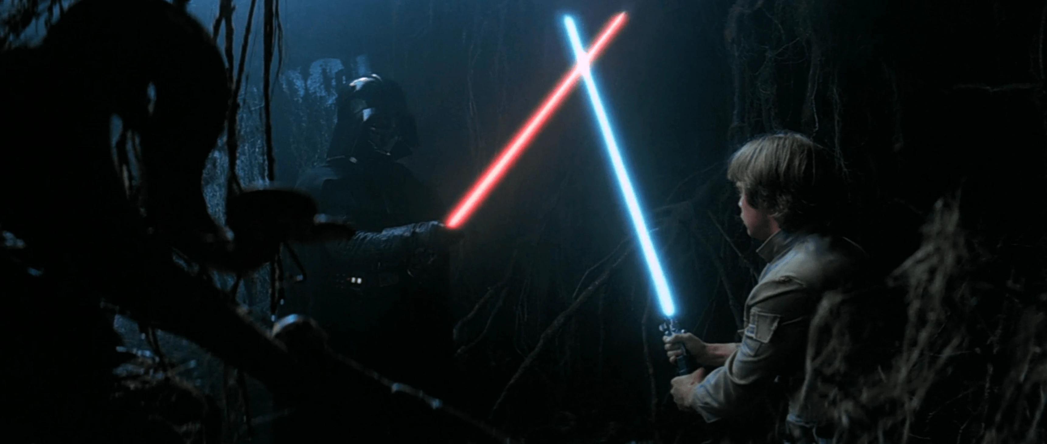 Luke confronts Vader in the Dagobah cave
