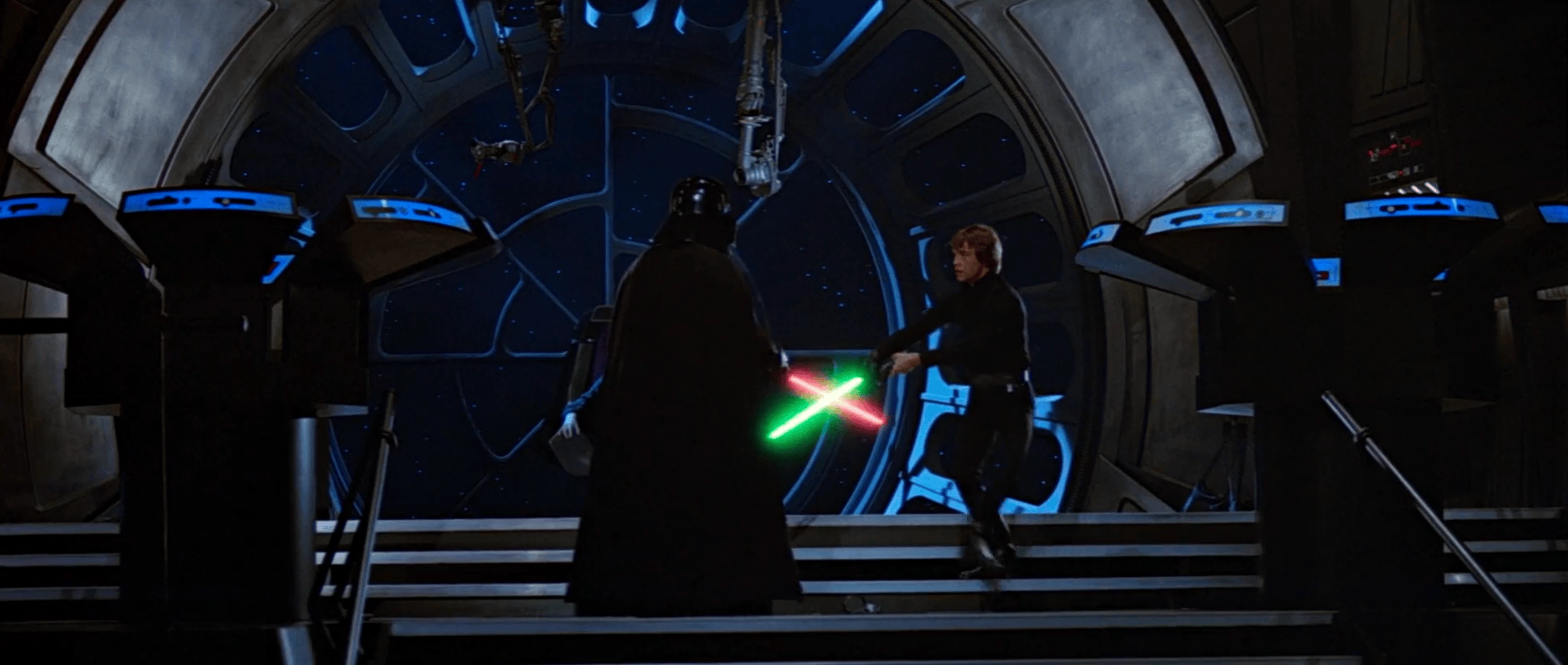 Luke faces Vader, the final confrontation