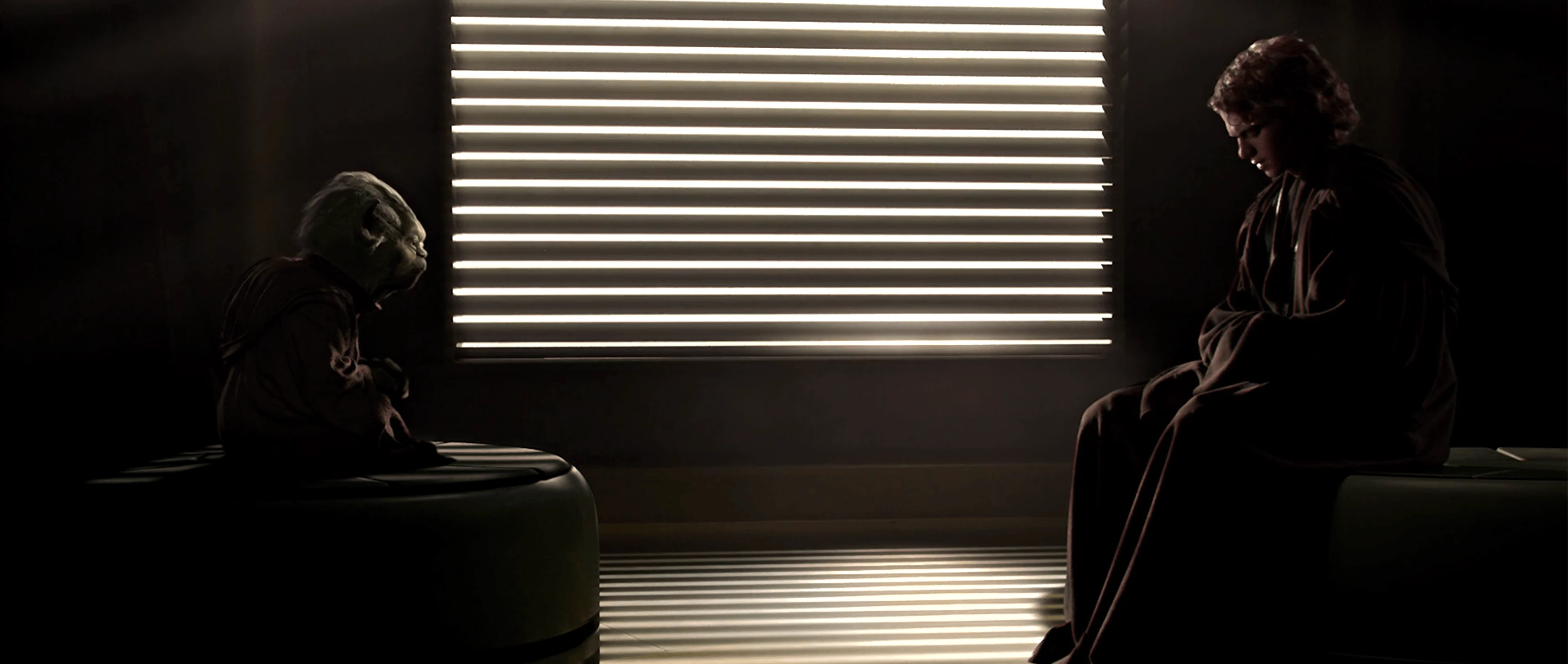 Yoda listens to Anakin speak of his visions